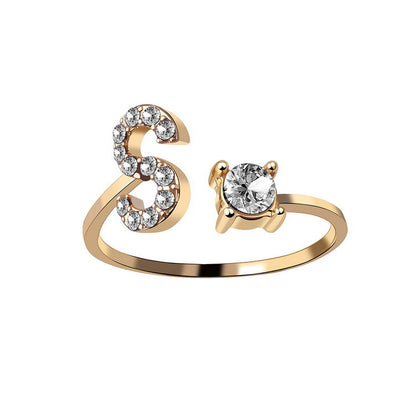 New Design Adjustable 26 Initial Letter Ring For Women