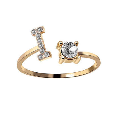 New Design Adjustable 26 Initial Letter Ring For Women