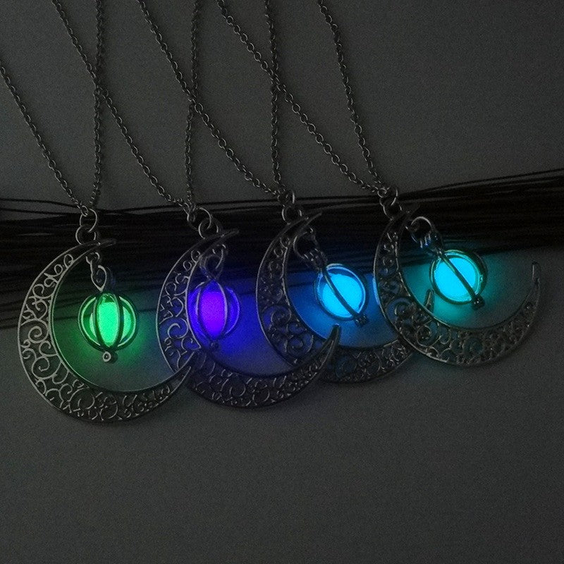 Fashion Moon Natural Glowing Stone Healing Necklace