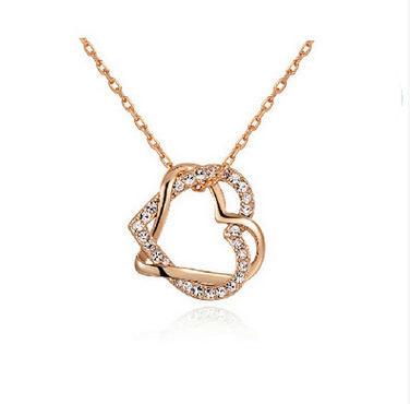 Double Diamond Heart Necklace Earring Set