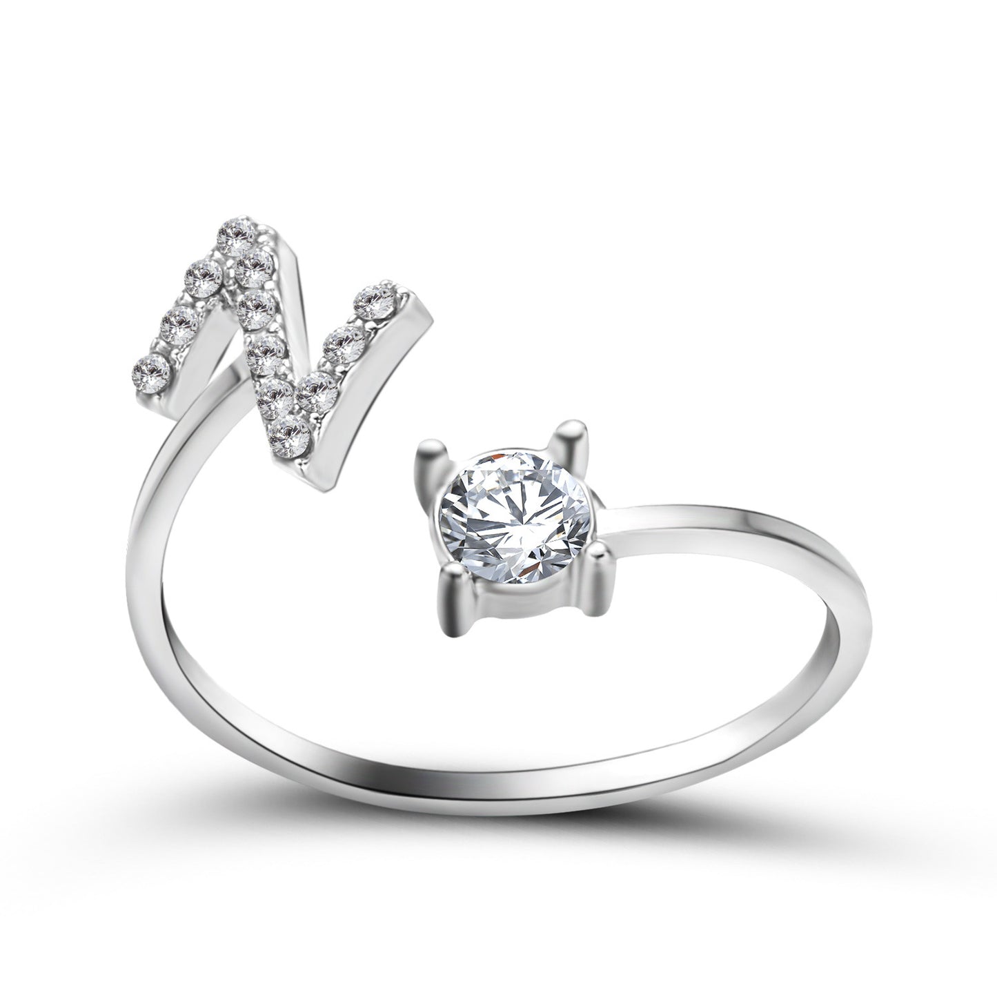 New Design Adjustable 26 Initial Letter Ring For Women