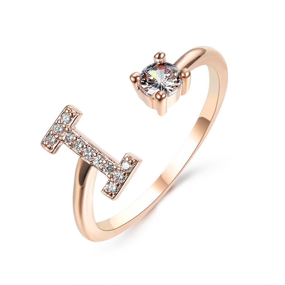 New Design Adjustable 26 Initial Letter Ring For Women