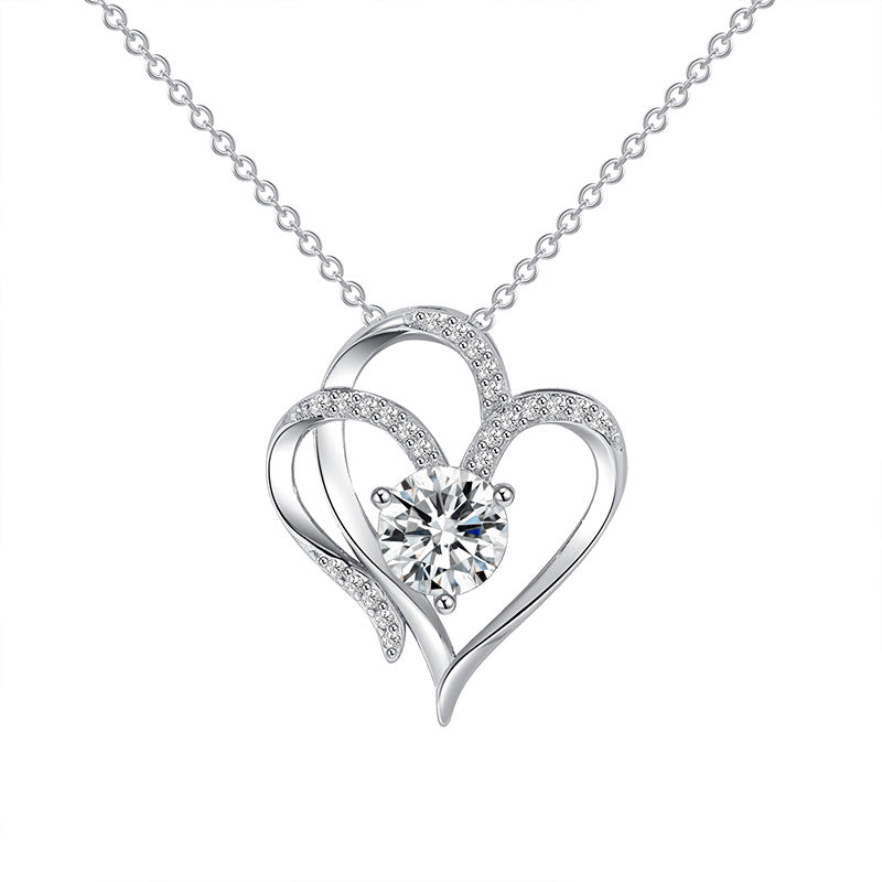 Zircon Double Love Necklace For Women